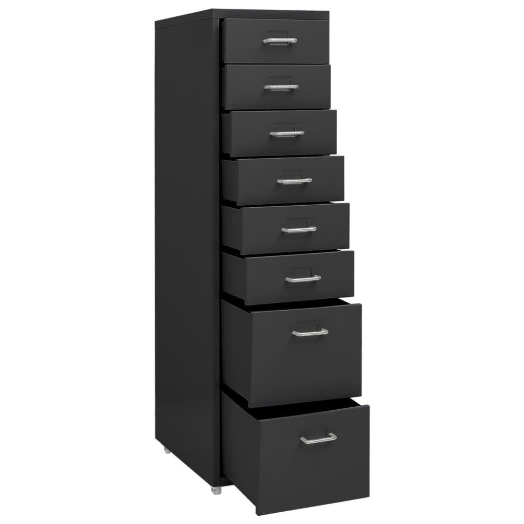 vidaXL Mobile File Cabinet | Anthracite | Metal | Medium | Rollable