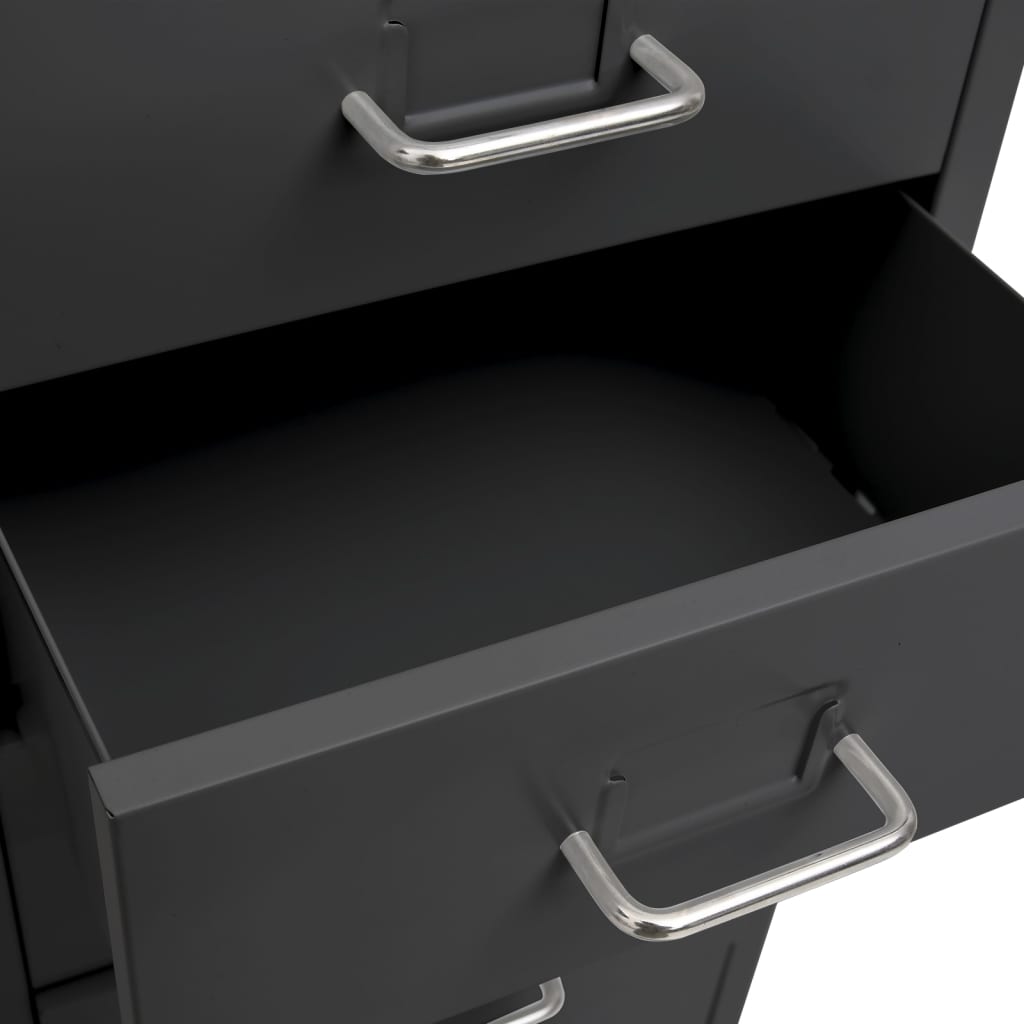 vidaXL Mobile File Cabinet | Anthracite | Metal | Medium | Rollable