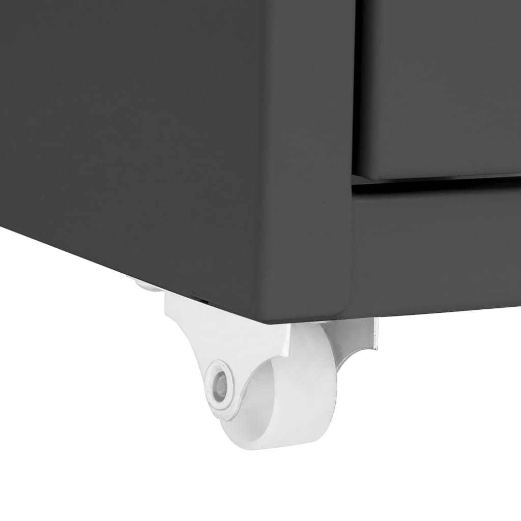 vidaXL Mobile File Cabinet | Anthracite | Metal | Medium | Rollable