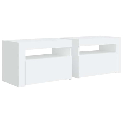 vidaXL Bedside Cabinets 2 pcs with LEDs White 60x35x40 cm