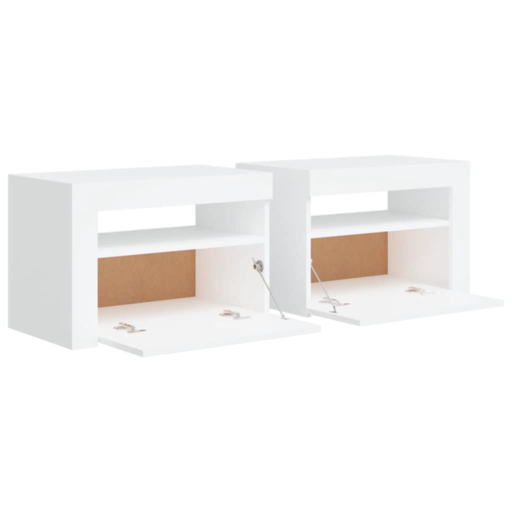 vidaXL Bedside Cabinets 2 pcs with LEDs White 60x35x40 cm