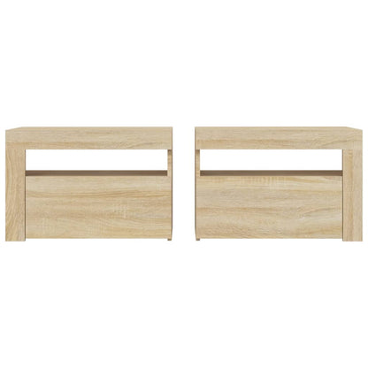vidaXL Bedside Cabinets 2 pcs with LEDs Sonoma Oak 60x35x40 cm