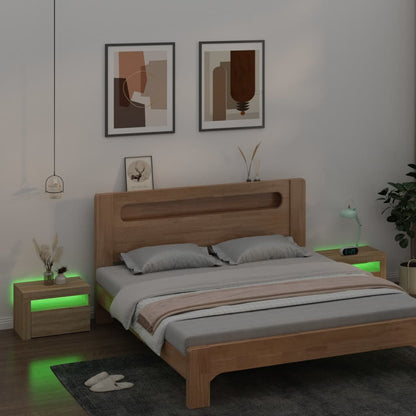 vidaXL Bedside Cabinets 2 pcs with LEDs Sonoma Oak 60x35x40 cm