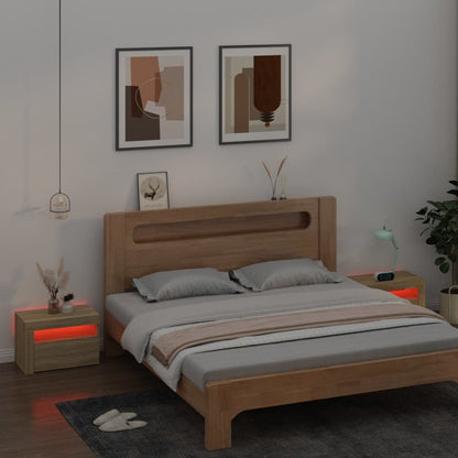vidaXL Bedside Cabinets 2 pcs with LEDs Sonoma Oak 60x35x40 cm