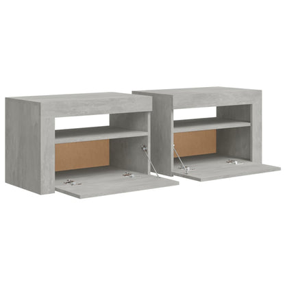 vidaXL Bedside Cabinets 2 pcs with LEDs Concrete Grey 60x35x40 cm