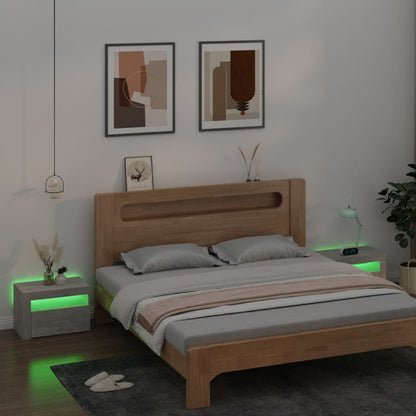 vidaXL Bedside Cabinets 2 pcs with LEDs Concrete Grey 60x35x40 cm