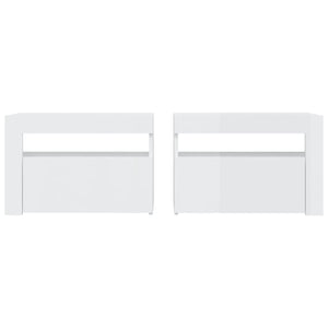 vidaXL Bedside Cabinets 2 pcs with LEDs High Gloss White 60x35x40 cm