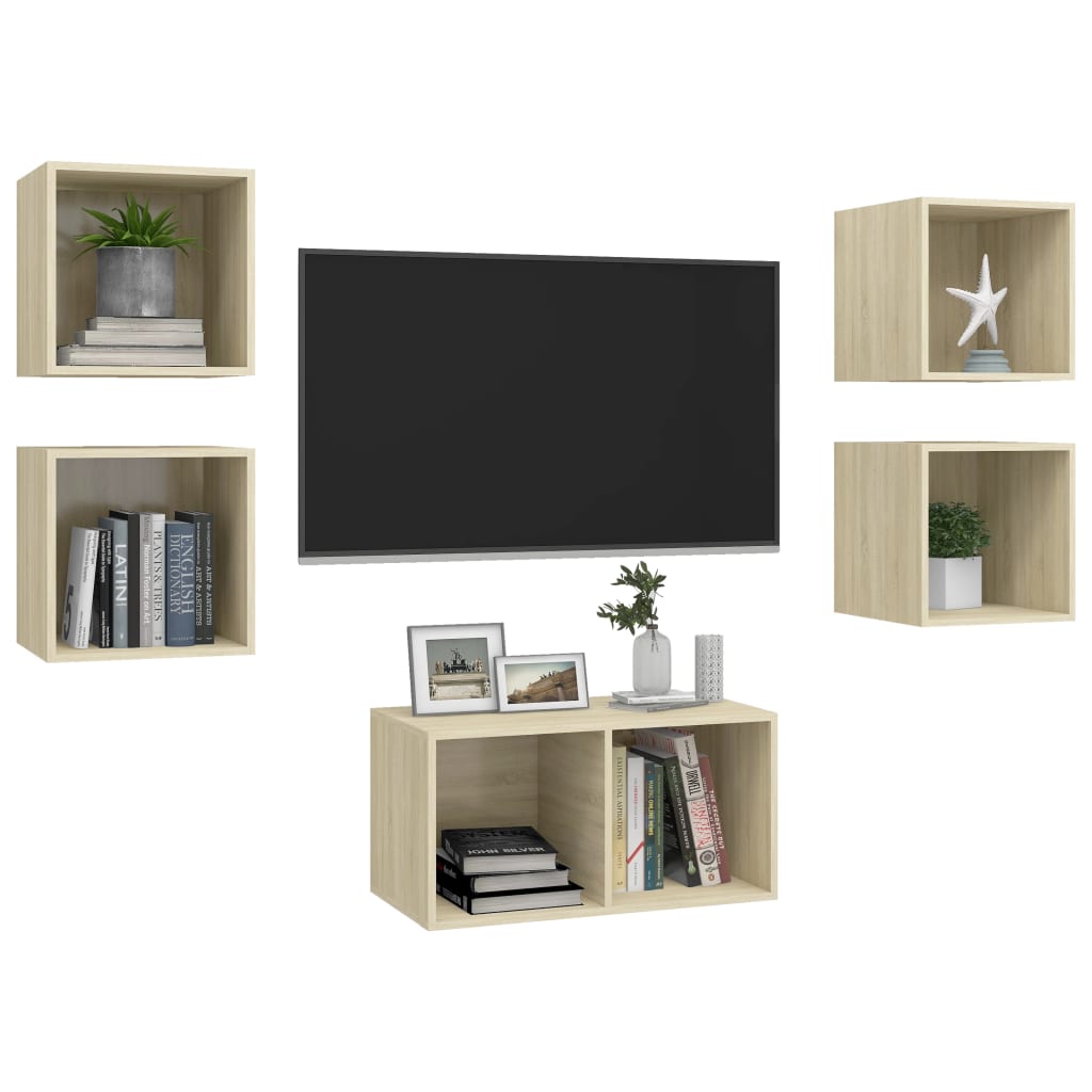 vidaXL 5 Piece TV Cabinet Set Sonoma Oak Engineered Wood