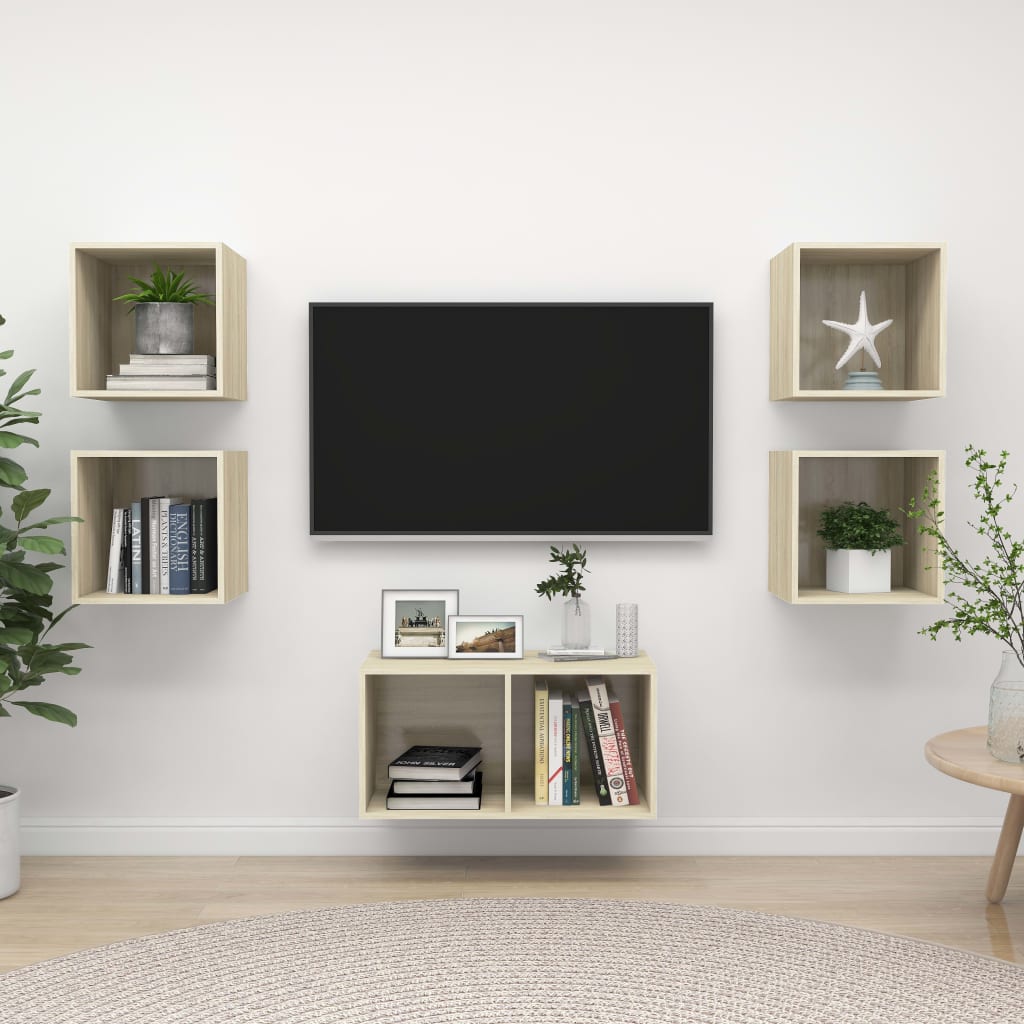 vidaXL 5 Piece TV Cabinet Set Sonoma Oak Engineered Wood