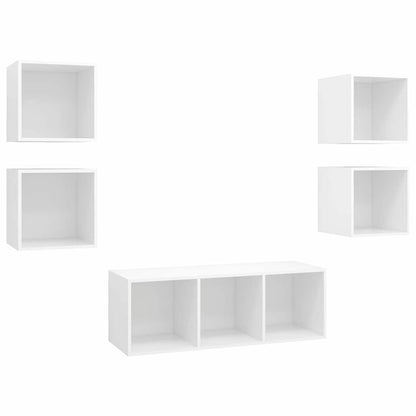 vidaXL 5 Piece TV Cabinet Set White Engineered Wood