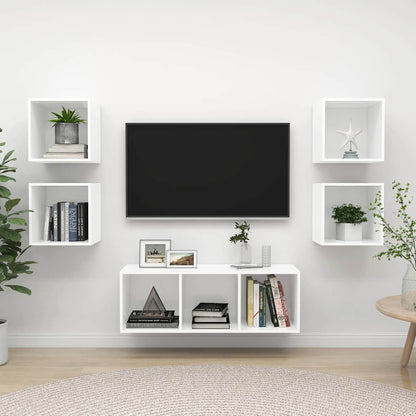 vidaXL 5 Piece TV Cabinet Set White Engineered Wood