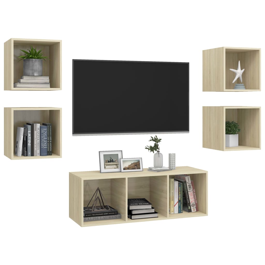 vidaXL 5 Piece TV Cabinet Set Sonoma Oak Engineered Wood