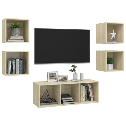 vidaXL 5 Piece TV Cabinet Set Sonoma Oak Engineered Wood