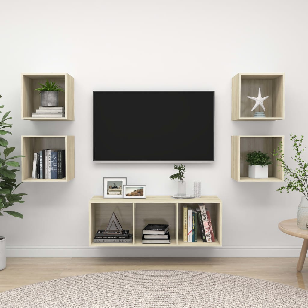 vidaXL 5 Piece TV Cabinet Set Sonoma Oak Engineered Wood