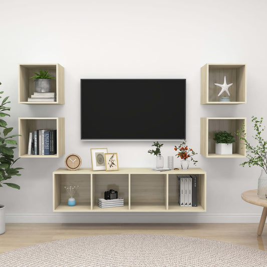 vidaXL 5 Piece TV Cabinet Set Sonoma Oak Engineered Wood