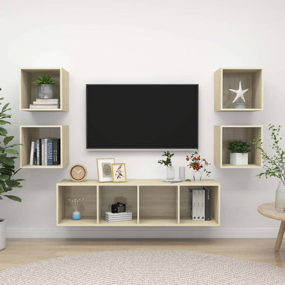 vidaXL 5 Piece TV Cabinet Set Sonoma Oak Engineered Wood