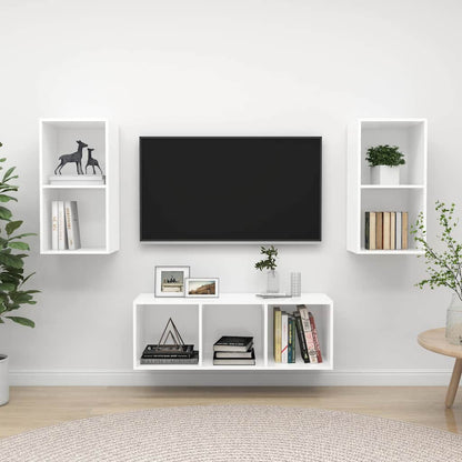 vidaXL 3 Piece TV Cabinet Set White Engineered Wood