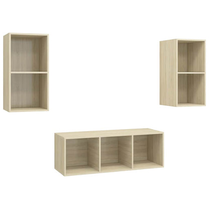 vidaXL 3 Piece TV Cabinet Set Sonoma Oak Engineered Wood