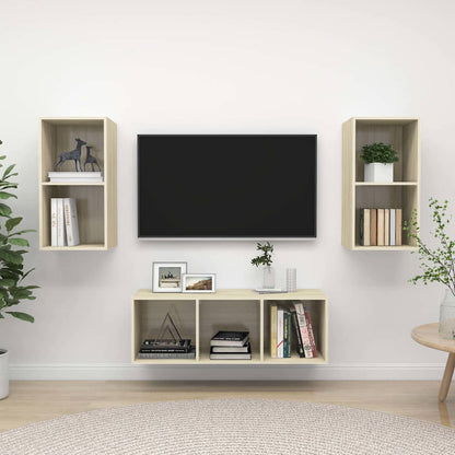 vidaXL 3 Piece TV Cabinet Set Sonoma Oak Engineered Wood