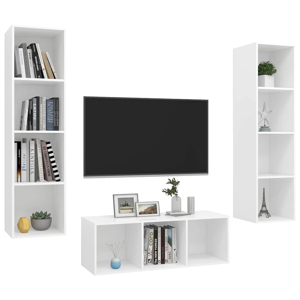 vidaXL TV Cabinet Set | White | Engineered Wood | Medium | TV Cabinet Set