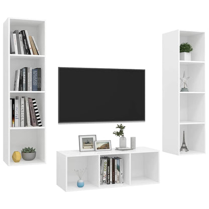 vidaXL TV Cabinet Set | White | Engineered Wood | Medium | TV Cabinet Set