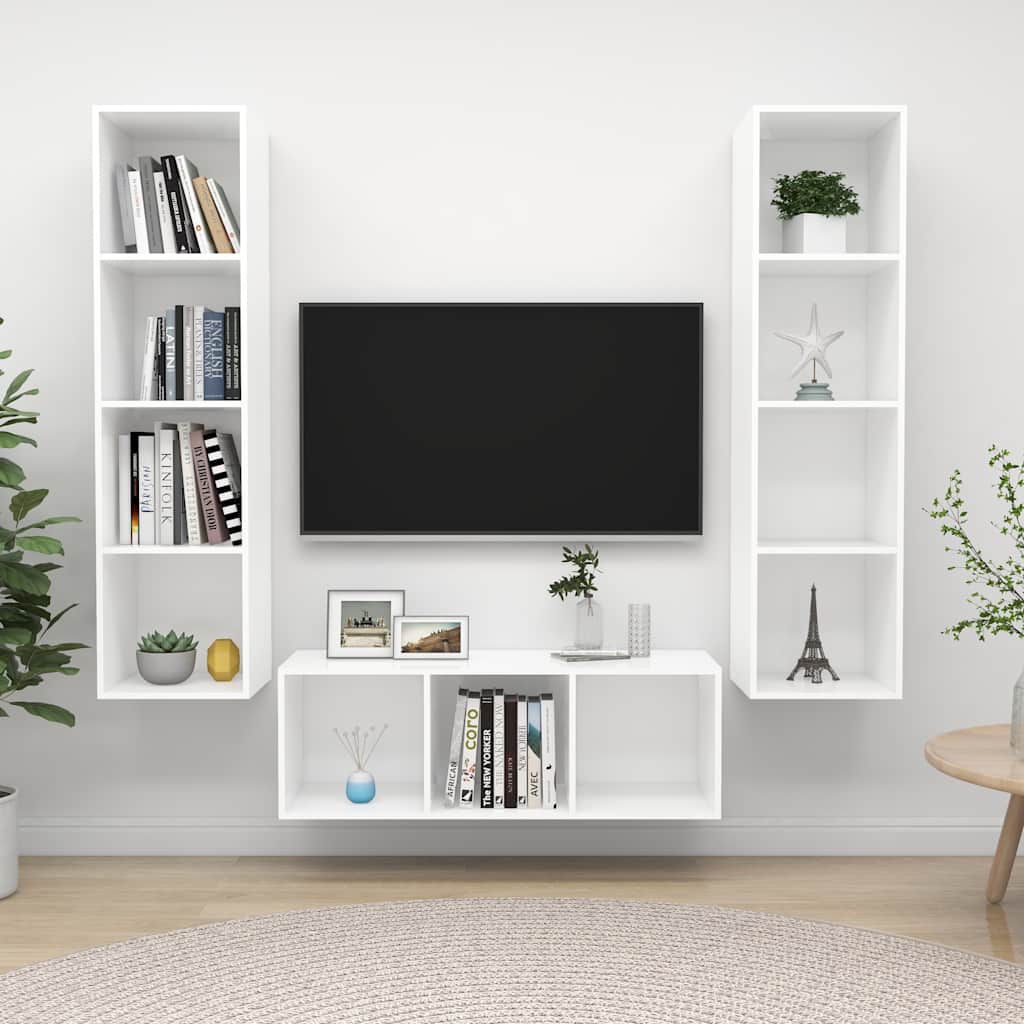 vidaXL TV Cabinet Set | White | Engineered Wood | Medium | TV Cabinet Set