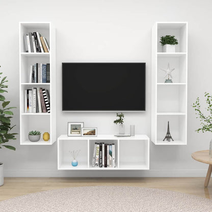 vidaXL TV Cabinet Set | White | Engineered Wood | Medium | TV Cabinet Set