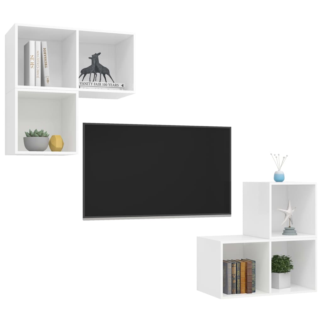 vidaXL 4 Piece TV Cabinet Set White Engineered Wood