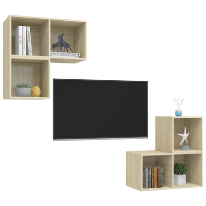 vidaXL 4 Piece TV Cabinet Set Sonoma Oak Engineered Wood