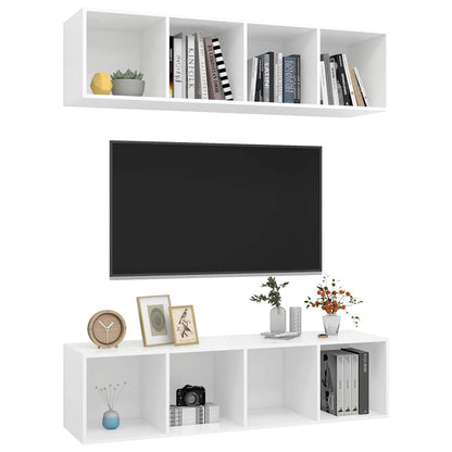 vidaXL 2 Piece Wall-mounted TV Cabinet Set White Engineered Wood