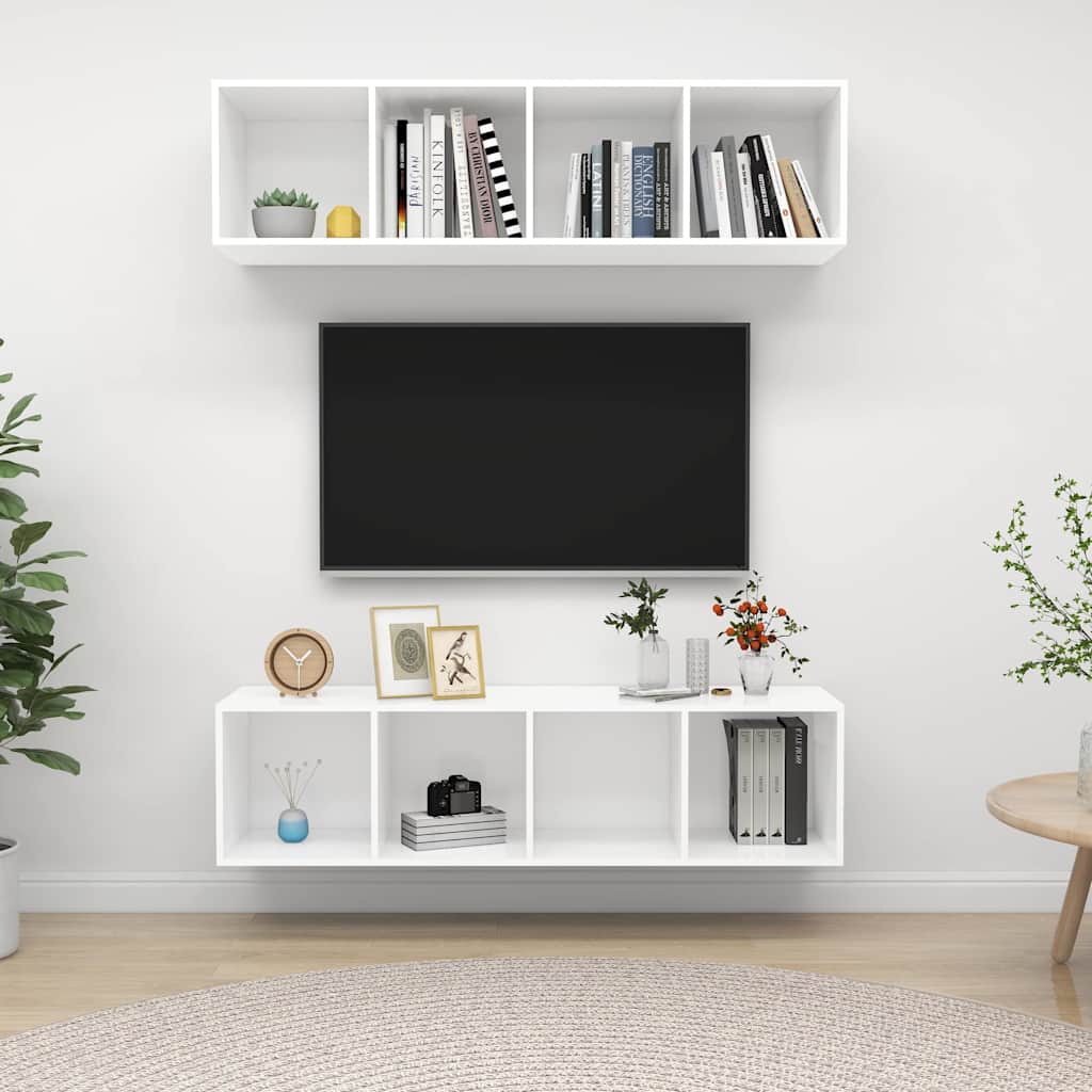 vidaXL 2 Piece Wall-mounted TV Cabinet Set White Engineered Wood