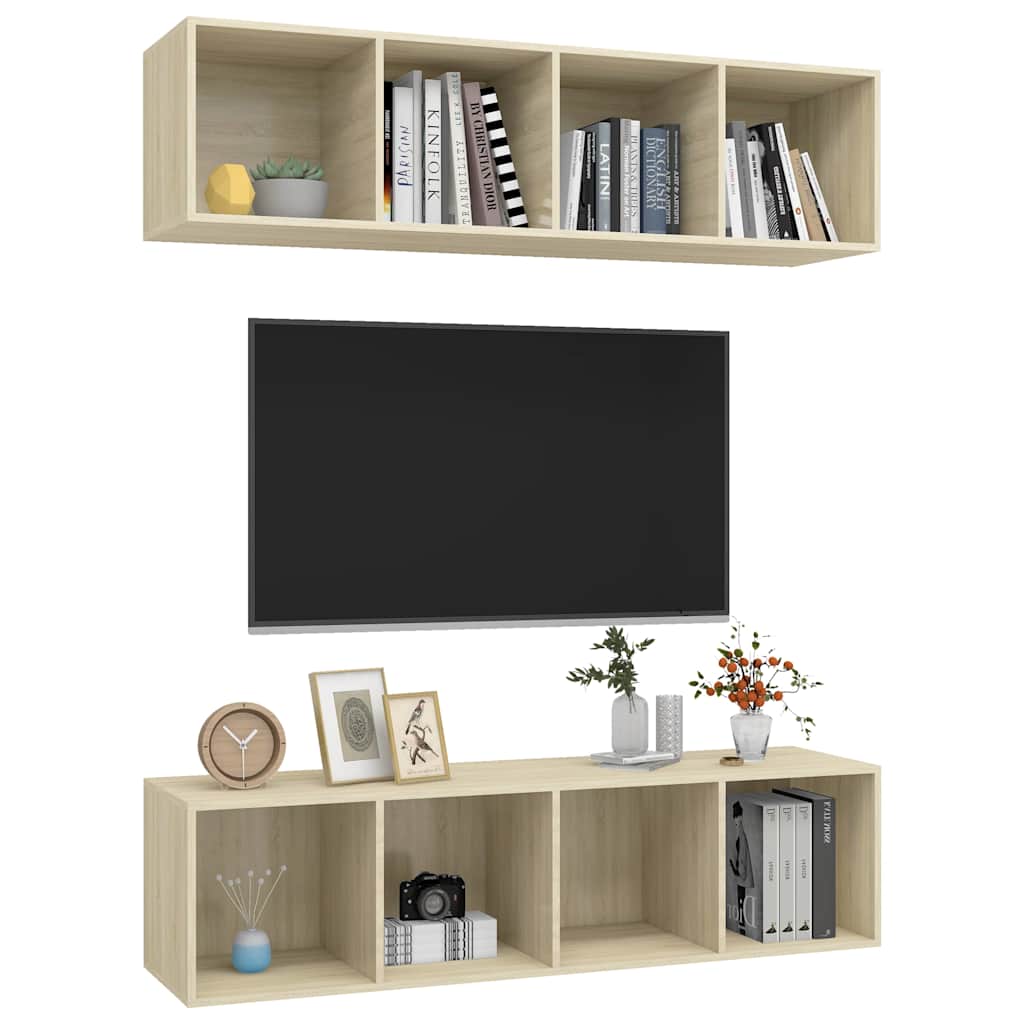 vidaXL 2 Piece Wall-mounted TV Cabinet Set Sonoma Oak Engineered Wood