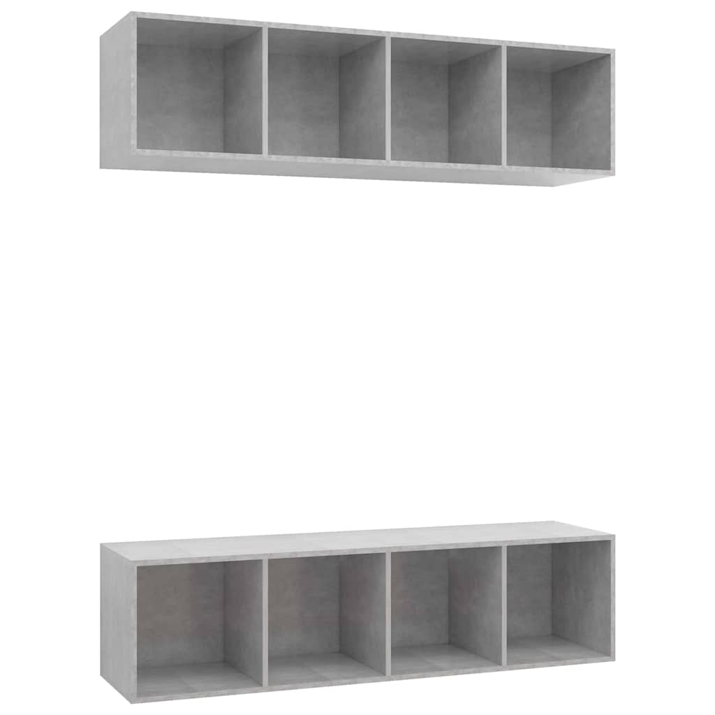 vidaXL 2 Piece Wall-mounted TV Cabinet Set Concrete Grey Engineered Wood