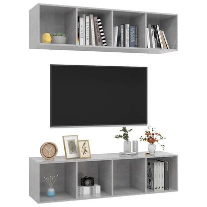 vidaXL 2 Piece Wall-mounted TV Cabinet Set Concrete Grey Engineered Wood