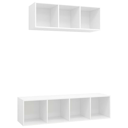 vidaXL 2 Piece TV Cabinet Set White Engineered Wood