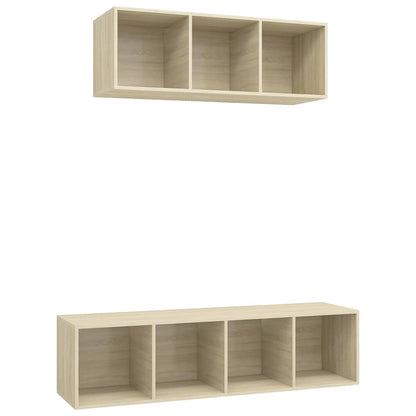 vidaXL 2 Piece TV Cabinet Set Sonoma Oak Engineered Wood
