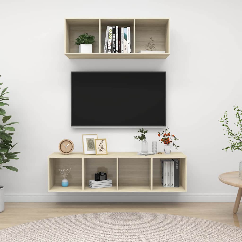 vidaXL 2 Piece TV Cabinet Set Sonoma Oak Engineered Wood