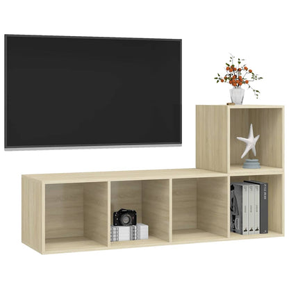 vidaXL 2 Piece TV Cabinet Set Sonoma Oak Engineered Wood