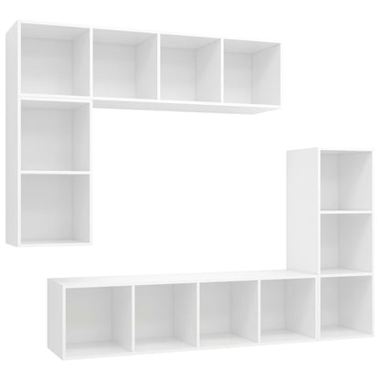 vidaXL 4 Piece TV Cabinet Set White Engineered Wood