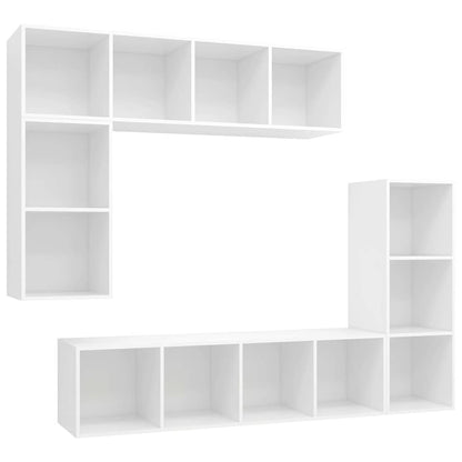 vidaXL 4 Piece TV Cabinet Set White Engineered Wood