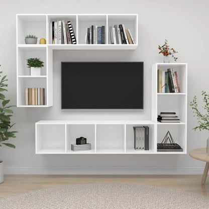 vidaXL 4 Piece TV Cabinet Set White Engineered Wood