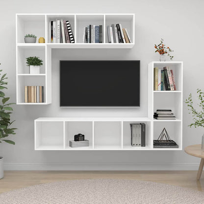 vidaXL 4 Piece TV Cabinet Set White Engineered Wood
