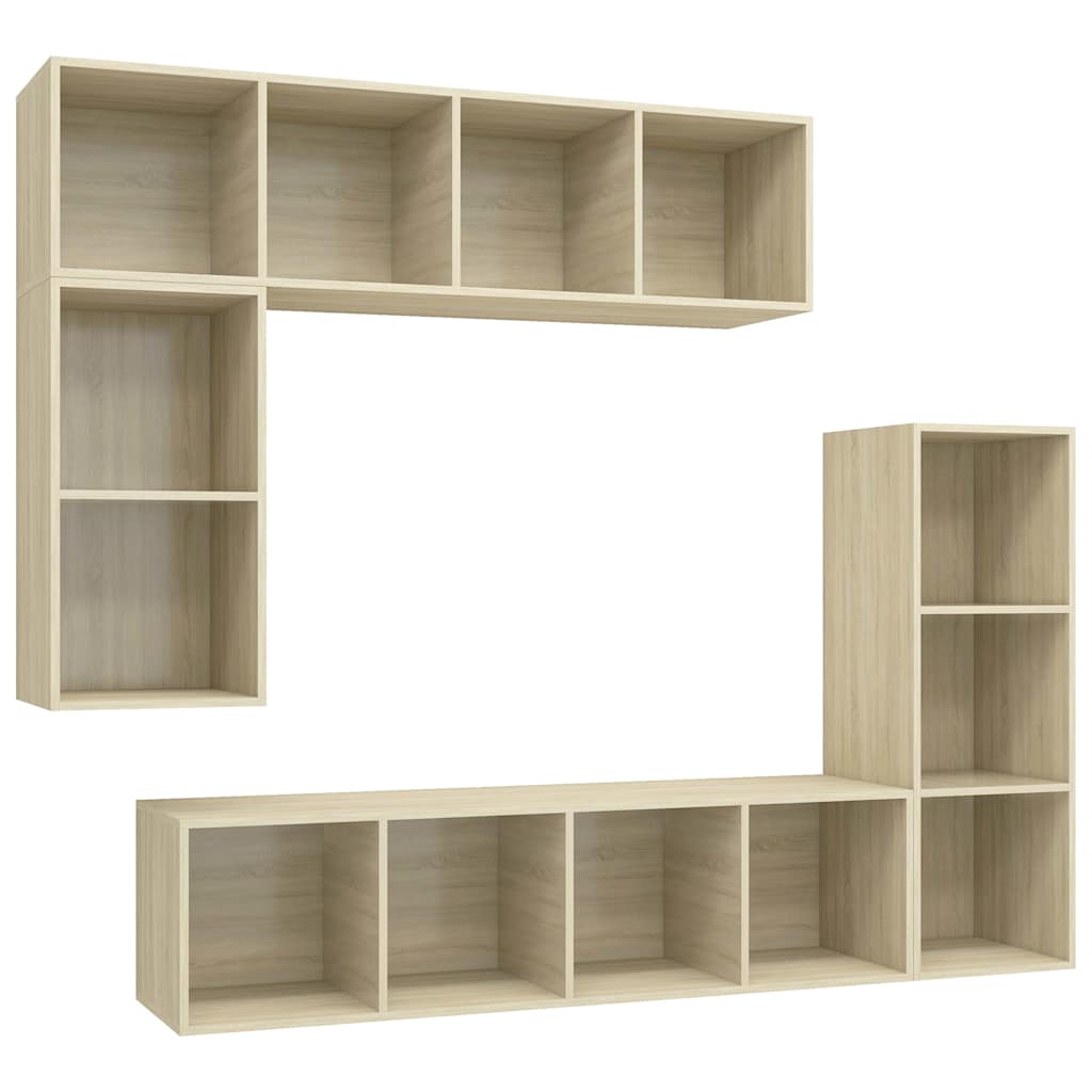 vidaXL 4 Piece TV Cabinet Set Sonoma Oak Engineered Wood