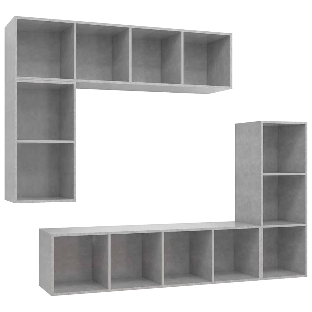 vidaXL 4 Piece TV Cabinet Set Concrete Grey Engineered Wood