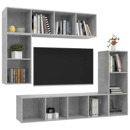 vidaXL 4 Piece TV Cabinet Set Concrete Grey Engineered Wood
