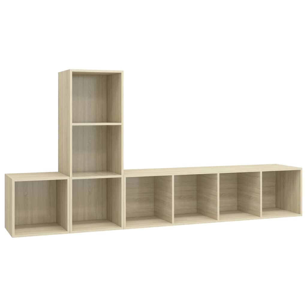 vidaXL 3 Piece TV Cabinet Set Sonoma Oak Engineered Wood