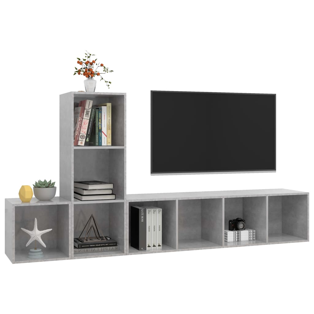 vidaXL TV Cabinet Set | Concrete Grey | Engineered Wood | TV Cabinet Set