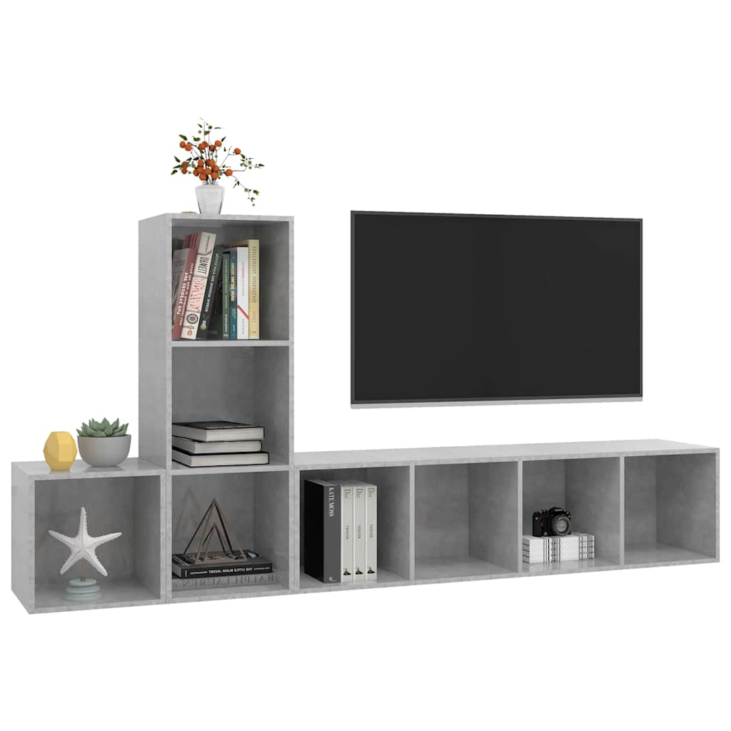 vidaXL 3 Piece TV Cabinet Set Concrete Grey Engineered Wood