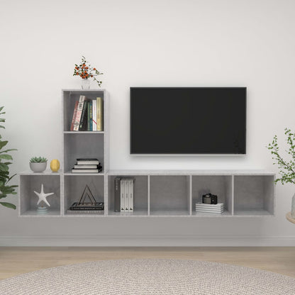 vidaXL TV Cabinet Set | Concrete Grey | Engineered Wood | TV Cabinet Set