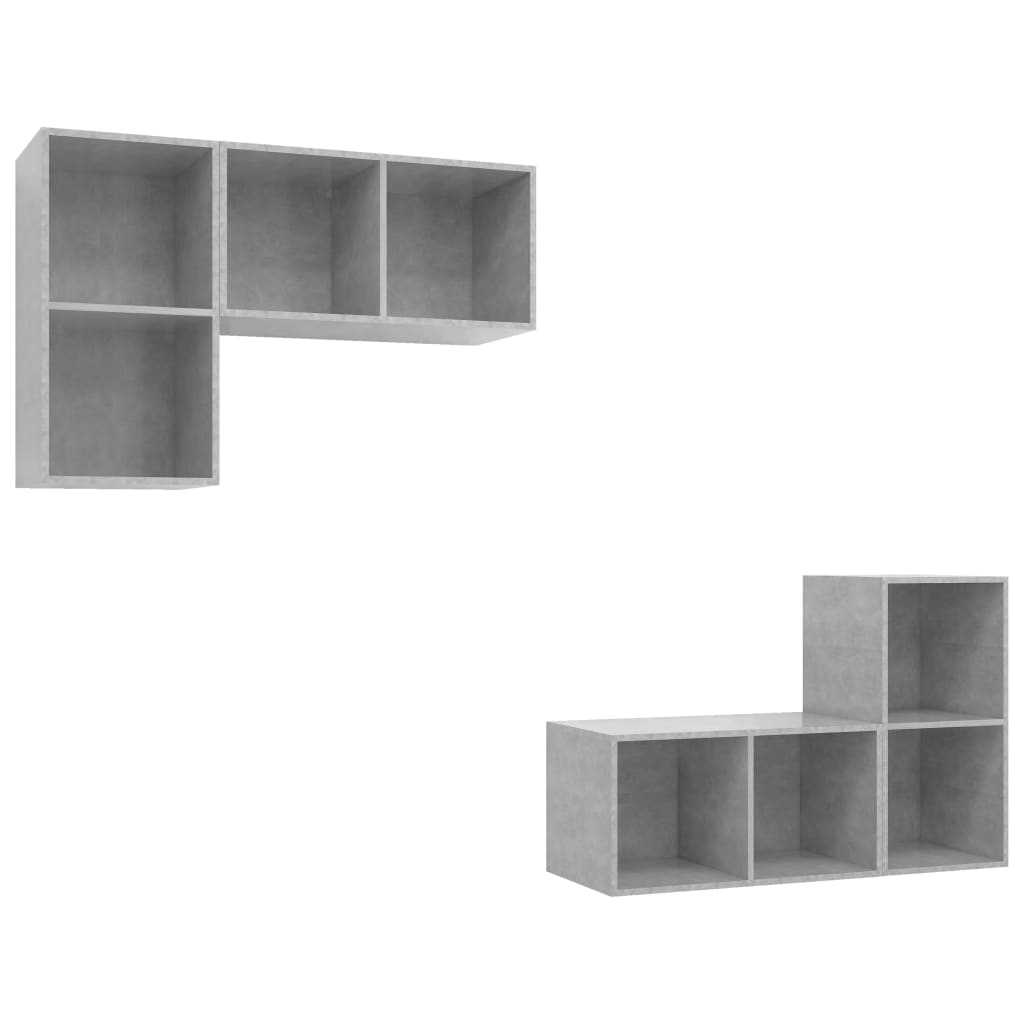 vidaXL Wall-mounted TV Cabinets 4 pcs Concrete Grey Engineered Wood